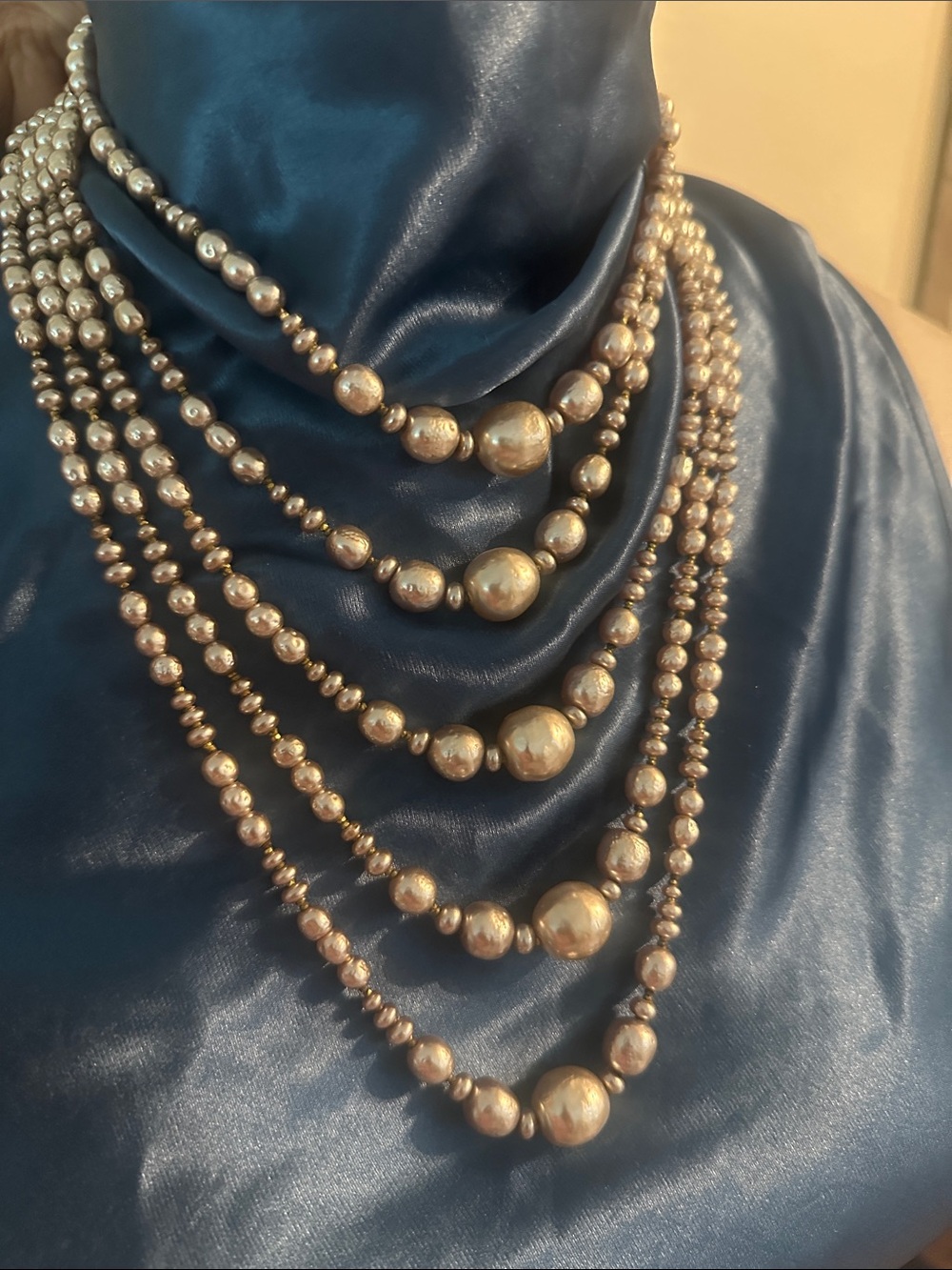 Miriam Haskell Multi-Strand Gold Bead Necklace